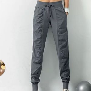Gray gym drawstring joggers sweatpants, Med
